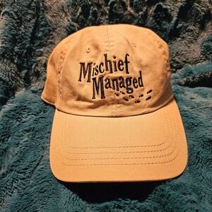 Harry Potter Mischief Managed Tan Baseball Cap Wizarding World Hat‎